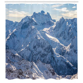 Ambesonne Lake Snowy Mountain Scene Under Sky Winter Wilderness