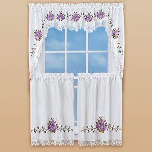 Window Curtain Sheer Voile Kitchen Closet Curtain Cafe Lace Valance Short Panel 