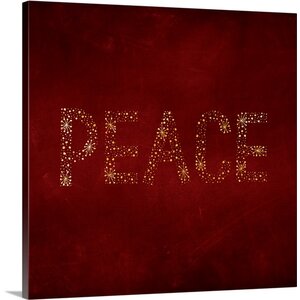 'Peace Starburst Red' Textual Art on Wrapped Canvas