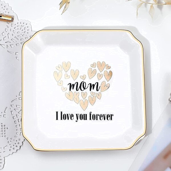 Gifts for Women Mom Best Friend Daughter Friendship Sister for Office Home Decoration Gifts Ceramic Ring Dish Jewelry Organizer Jewelry Tray Blue