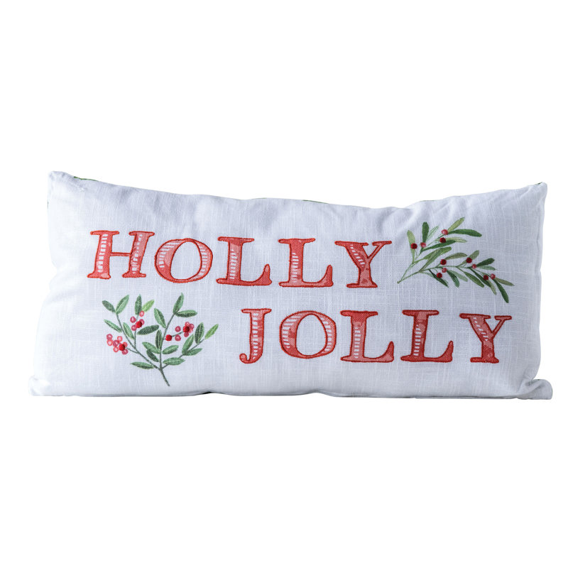 The Holiday Aisle Shameka Holly Jolly Cotton Patchwork Lumbar