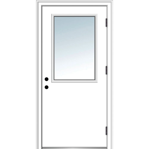 Verona Home Design Clear Glass Steel Prehung Front Entry Door
