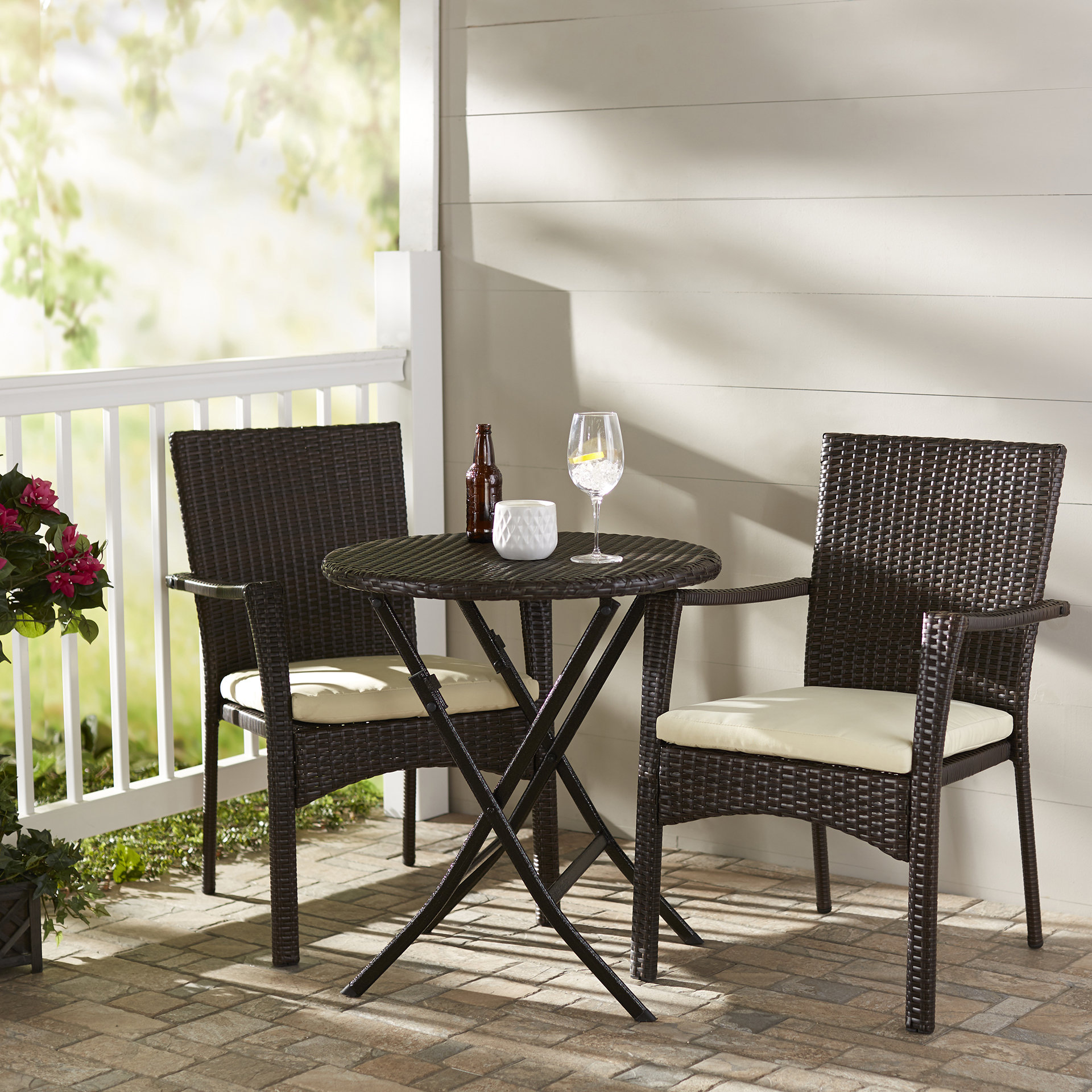 Factory direct sale wicker patio furniture lounge chair chat set small