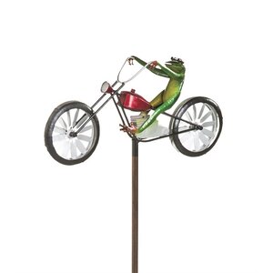 Frog Riding Motorcycle Wind Spinner