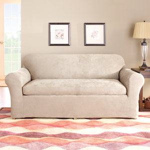 Stretch Suede Separate Seat Box Cushion Sofa Slipcover by Sure Fit