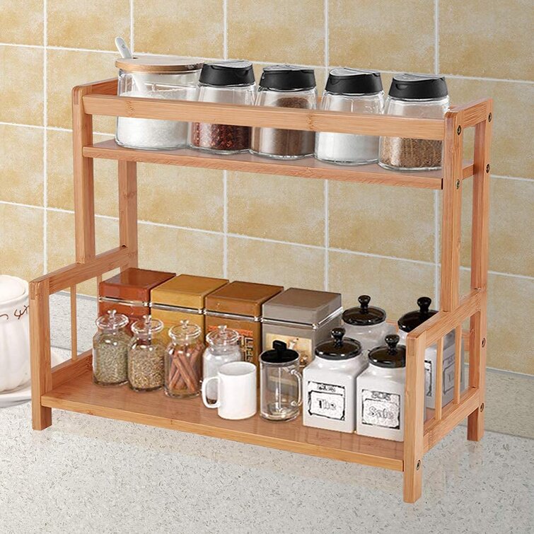2-Tier Standing Spice Rack Organizer Shelf Holder Storage for Kitchen Countertop