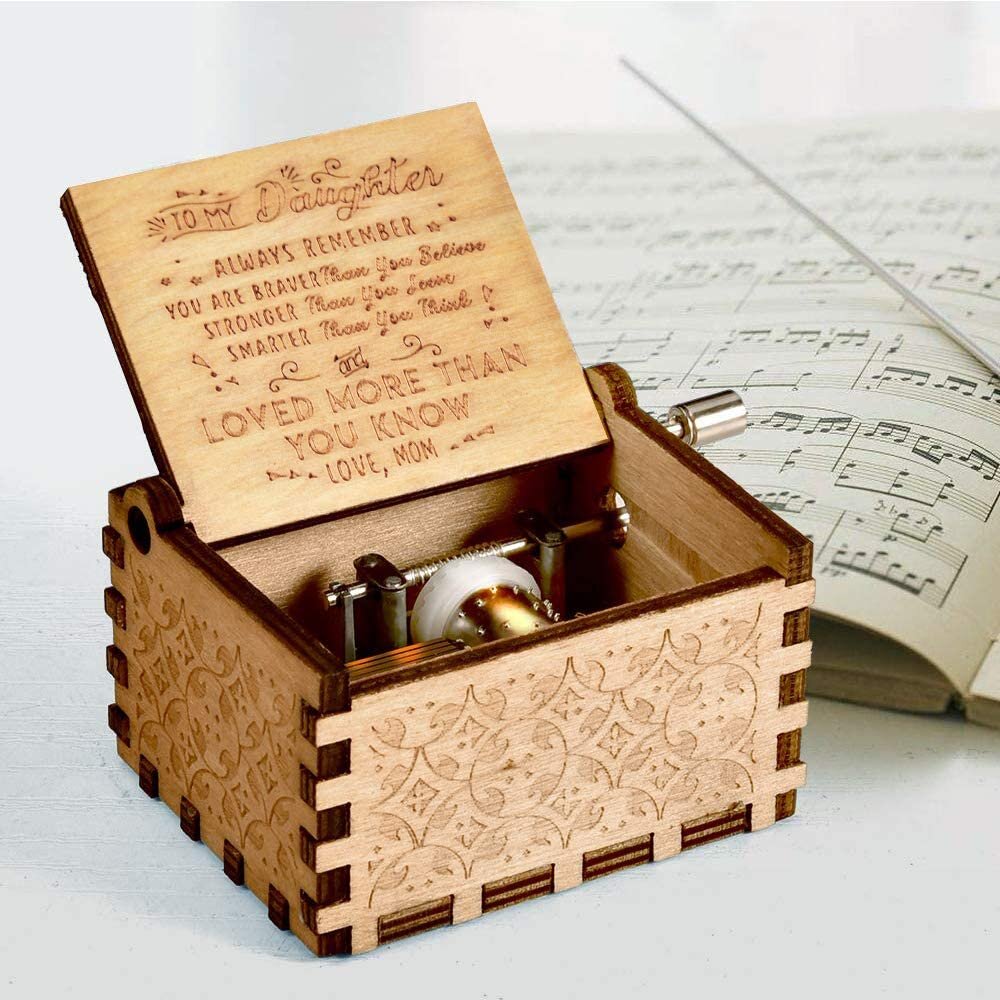 YEUGUI Wooden Music Box Hand Crank Music Box Antique Carved Creative Music Box Wedding Valentine Christmas Birthday Best Gift