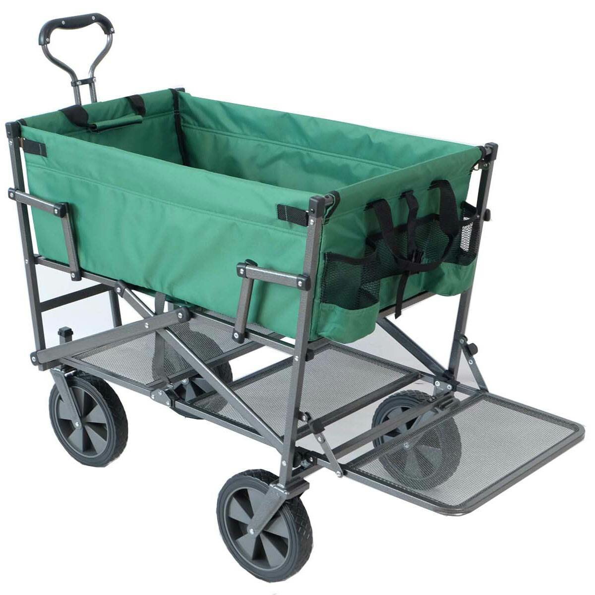 Mac Sports Collapsible Double Decker Garden Utility Wagon & Extended Lower Shelf 2 Pack 