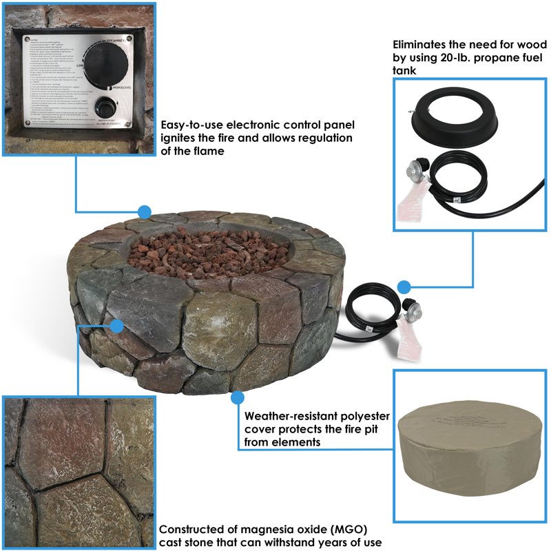 Loon Peak Blaser Cast Stone Propane Fire Pit Reviews Wayfair
