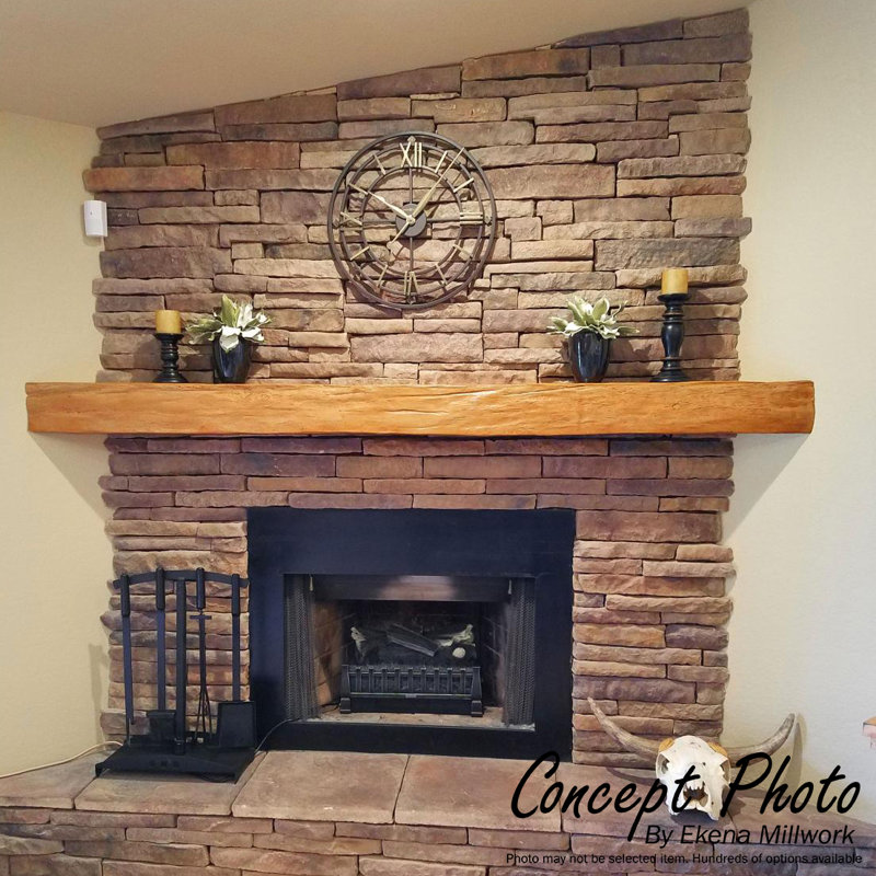 Ekena Millwork Pecky Cypress Faux Wood Texture Fireplace Shelf