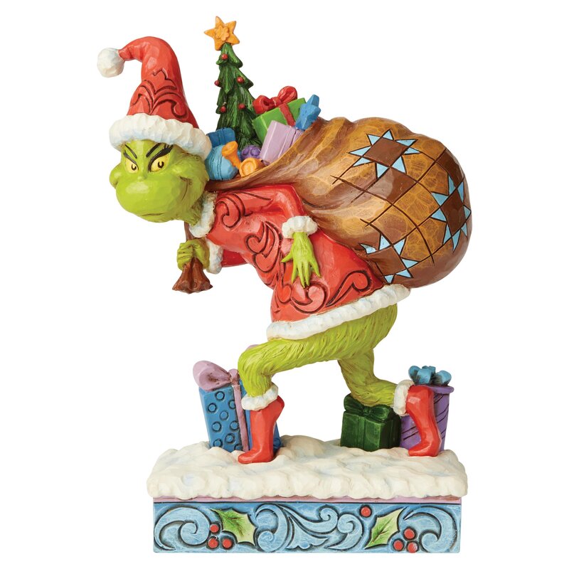 The Grinch by Jim Shore Tip Toeing Grinch with Bag of Gifts Figurine ...