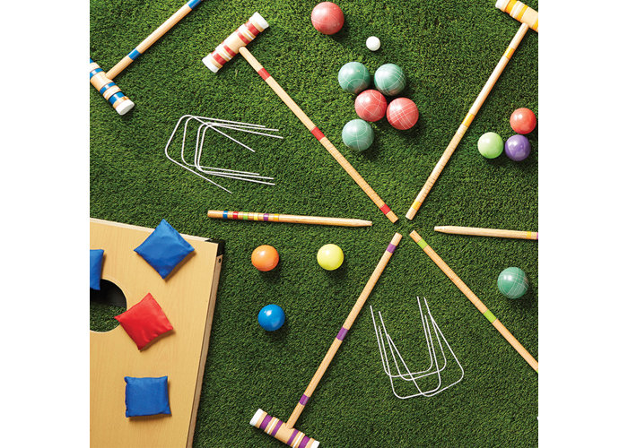 lawn with yard games displayed