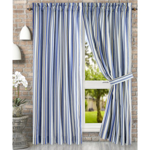 Jaden Tailored Striped Semi-Sheer Rod Pocket Curtain Panels (Set of 2)