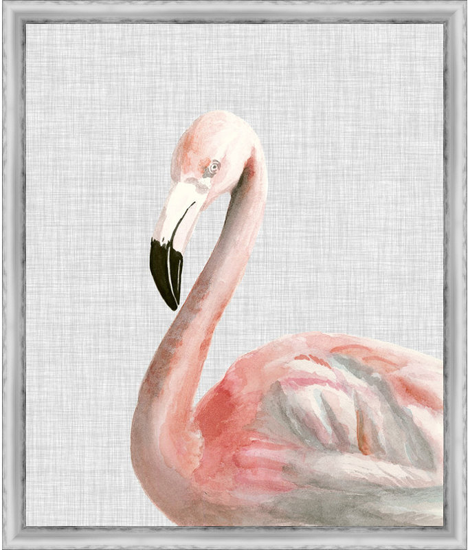 Ashton Wall Decor Llc Custom Watercolor Flamingo Framed Painting