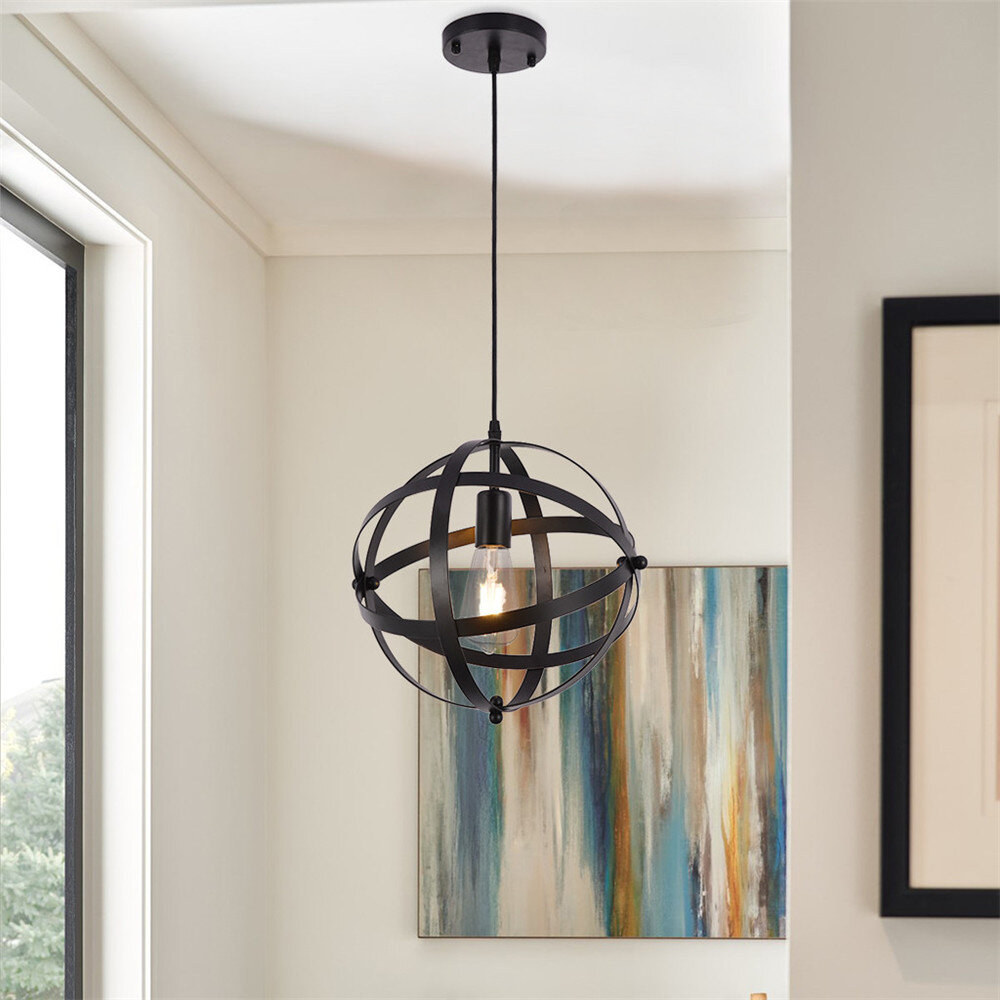 E27 Industrial Metal Pendant Light Spherical Globe Hanging Light US Stock 