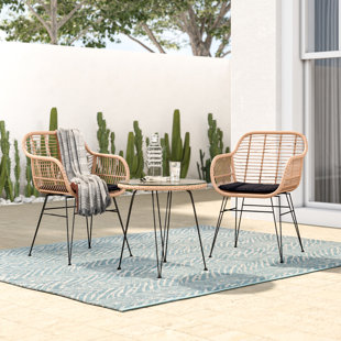 Outdoor French Bistro Set Wayfair Garett Wickered 3 Piece Bistro Set With Cushions