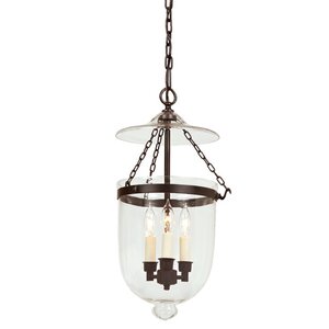 3-Light Medium Bell Jar Foyer Pendant