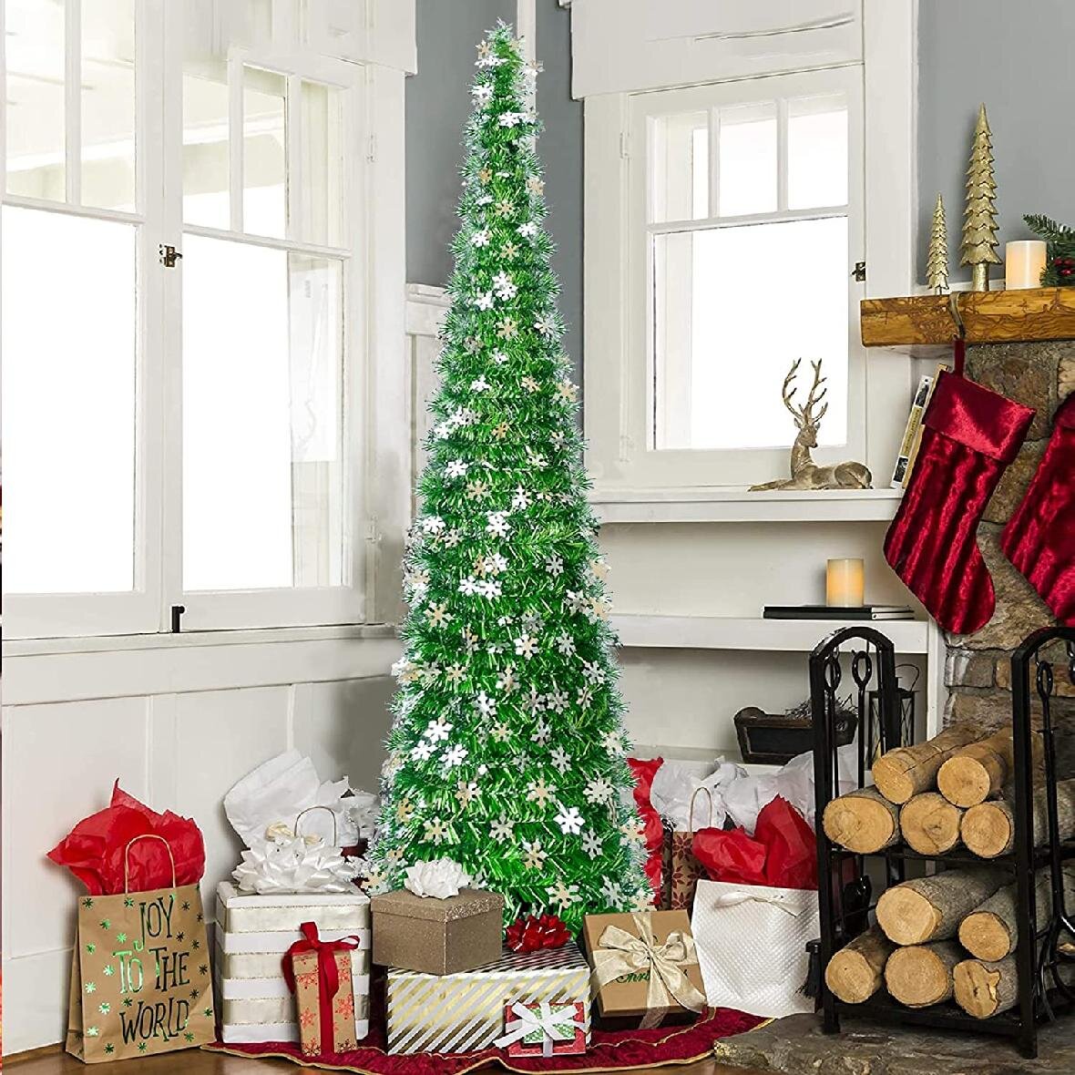 Collapsible Artificial Christmas Tree for Holiday Party Home Fireplace Decor 