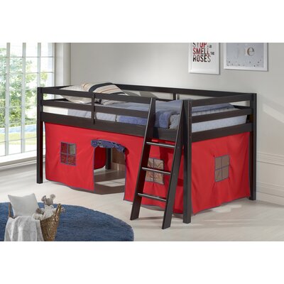 Gladwin Traditional Twin Low Loft Bed With Tent Zoomie Kids Bed