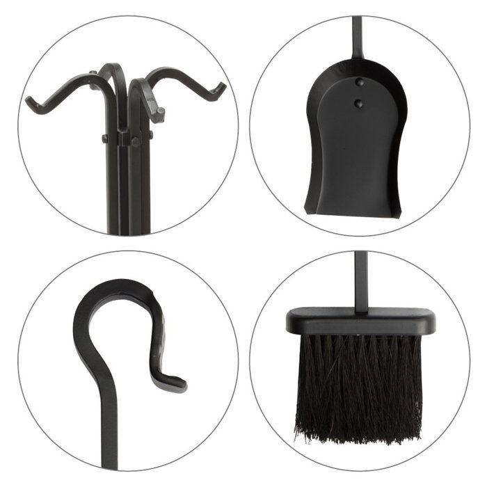 Millwood Pines Echeverria 5 Piece Wrought Iron Fireplace Tool Set