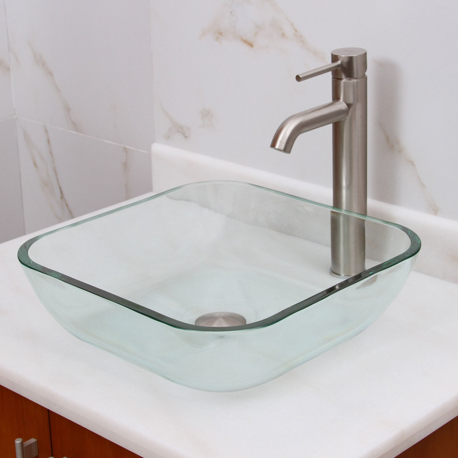 Elimaxs Elite Glass Square Vessel Bathroom Sink Wayfair