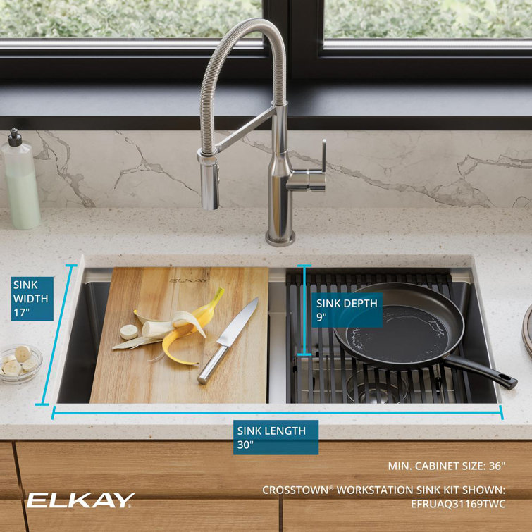 Elkay Crosstown 32 L X 19 W Double Basin Undermount Kitchen Sink With Sink Grid Reviews Wayfair