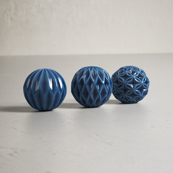 Rose Gold Home Decor 4" Glass Decorative Balls 3pcs Accessory Mosaic Sphere 