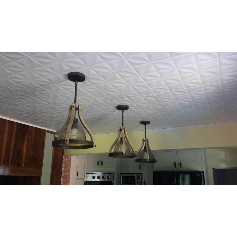 A La Maison Ceilings Perceptions 1 6 Ft X 1 6 Ft Glue Up Ceiling Tile In White Reviews Wayfair