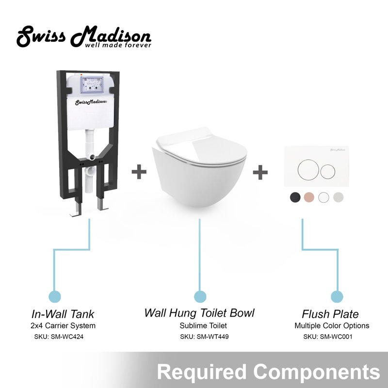 Swiss Madison St Tropez Dual Flush Elongated Wall Mounted Toilets