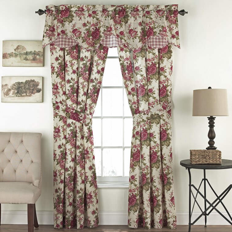 2pc Waverly Garden Room Norfolk Rose Tab Top Curtain Panels Floral 40x76 flowers 