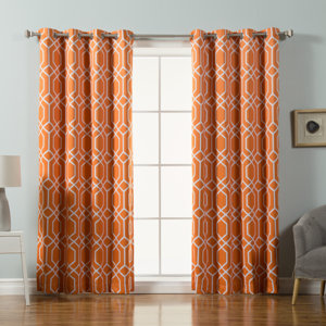 Trellis Geometric Semi-Sheer Grommet Curtain Panels (Set of 2)