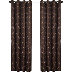 Pruitt Geometric Semi-Sheer Grommet Single Curtain Panel