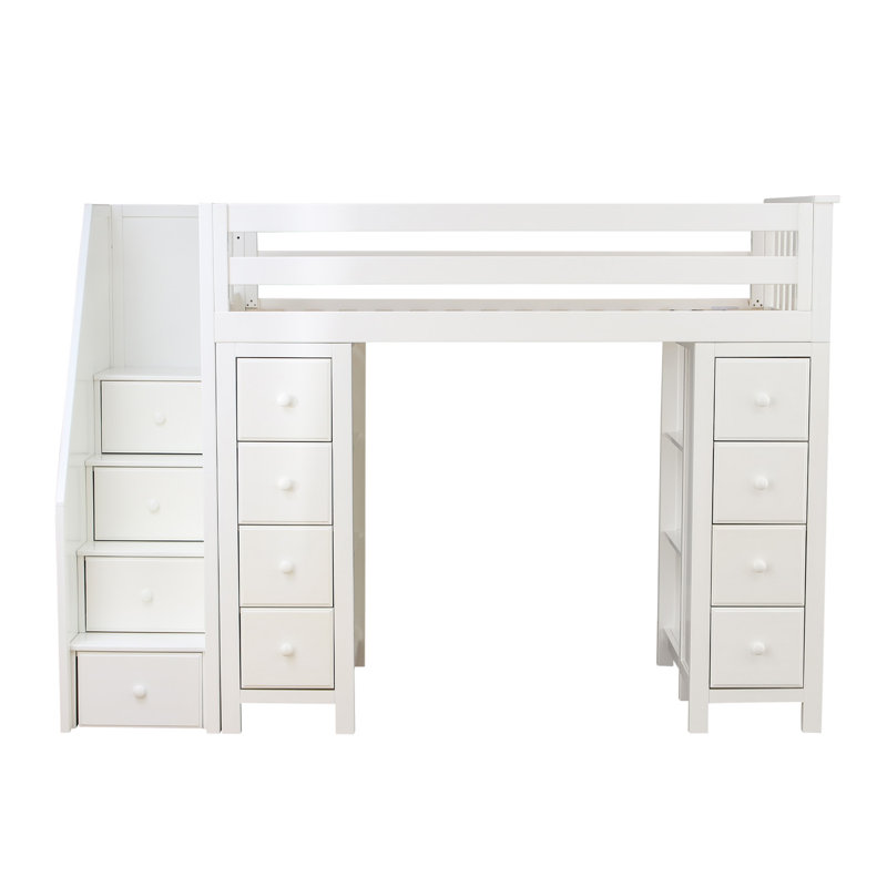 Harriet Bee Ayres Twin Loft Bed With Drawers And Shelves Wayfair