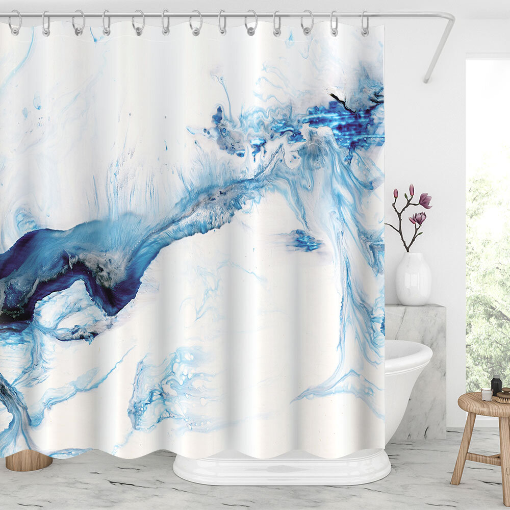 BLINGPAINTING Blue Marble Shower Curtains With Different Sizes ...