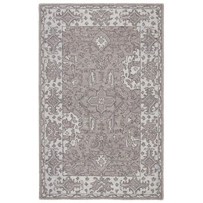 Phair Medallion Hand Tufted Wool Gray Area Rug Canora Grey
