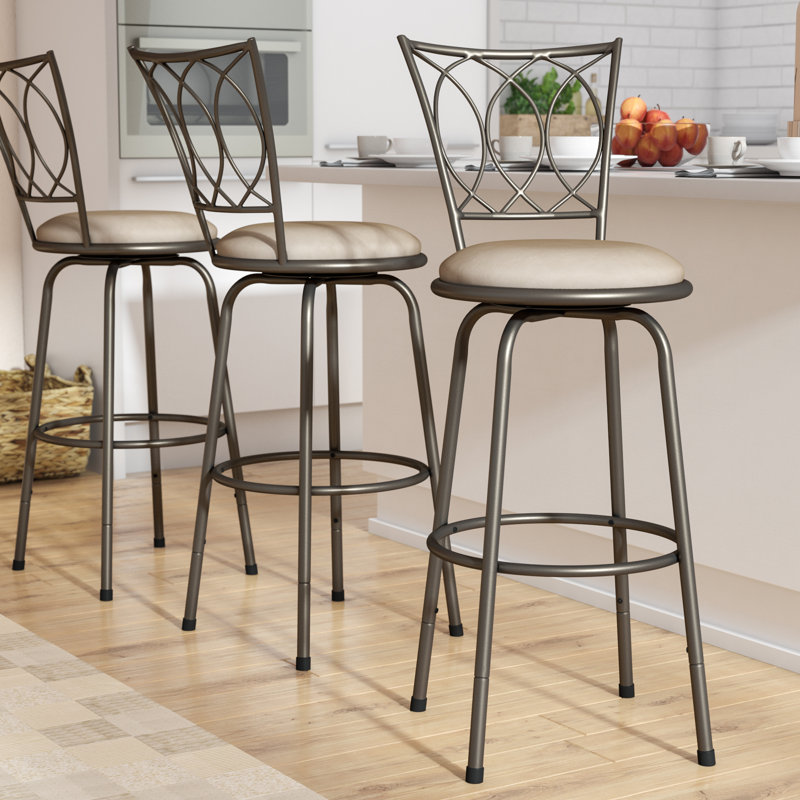 Three Posts Abrams Gold Brown Adjustable Height Bar Stool & Reviews