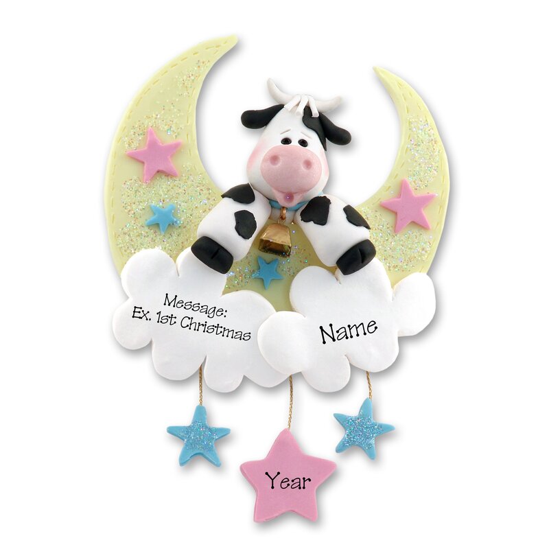 1st Christmas Cow in The Moon Hanging Figurine Ornament