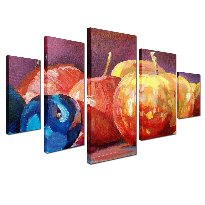 Ripe Plums And Apples by David Lloyd Glover - 5 Piece Print on Canvas