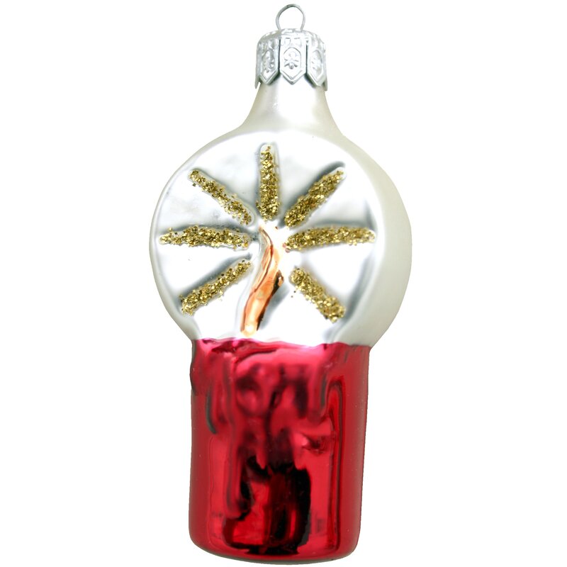 Polish Hand-Blown Glass Candle Holiday Shaped Ornament
