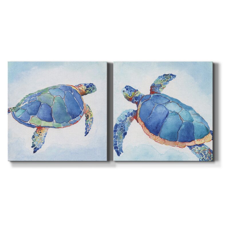 Galapagos Sea Turtle I - 2 Piece Wrapped Canvas Painting