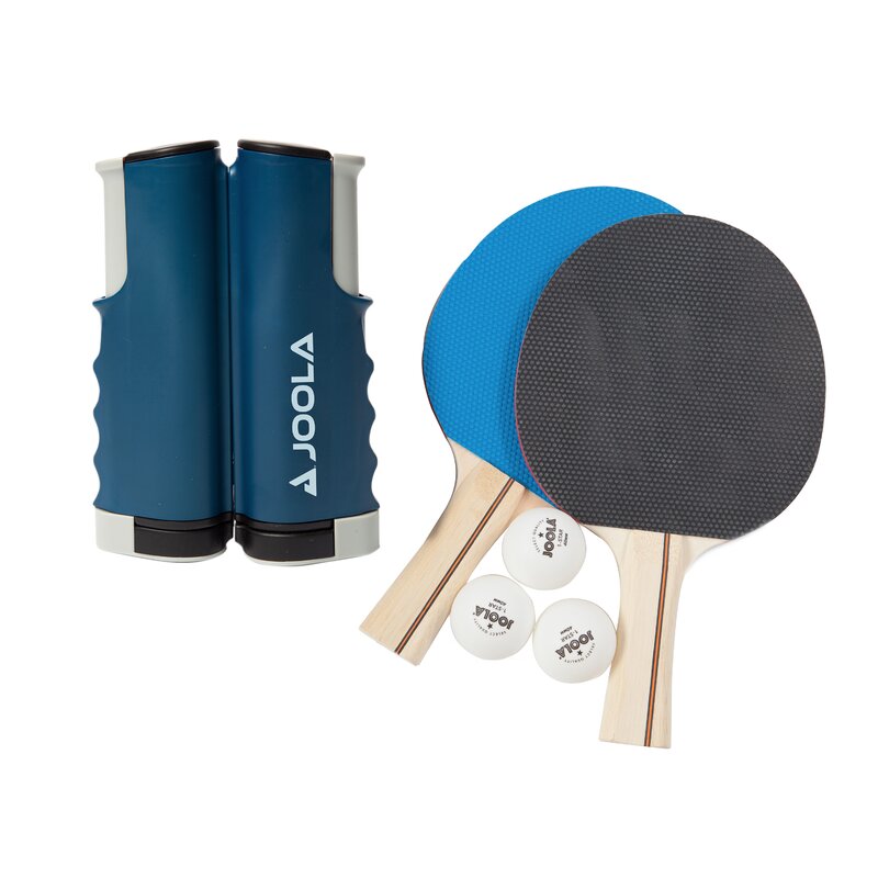 Joola Essentials Table Tennis Net and Racket Set - 2 Ping Pong Paddles, 3 Balls, 1 Retractable Net, 1 Mesh Carrying Bag