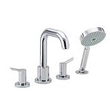 Focus S Double Handle Deck Mounted Roman Tub Faucet Trim with Diverter and Handshower