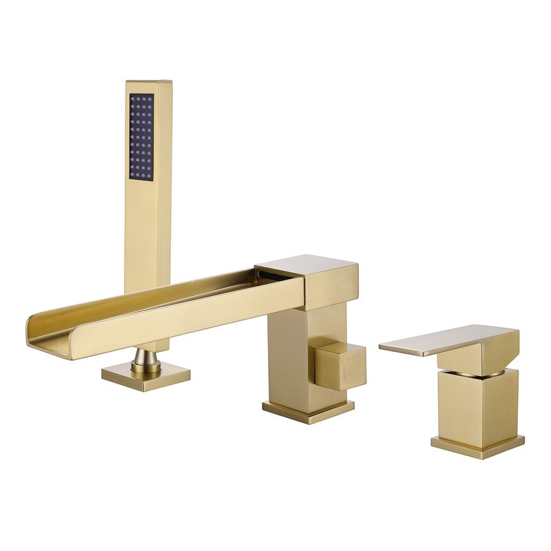 Single Handle Deck Mounted Roman Tub Faucet with Handshower