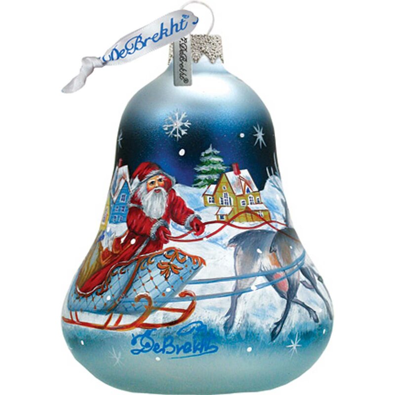 Holiday Splendor Santa Sleigh Bell Holiday Shaped Ornament
