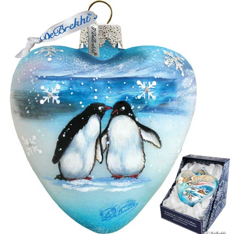 Holiday Splendor Penguins Pals Heart Holiday Shaped Ornament
