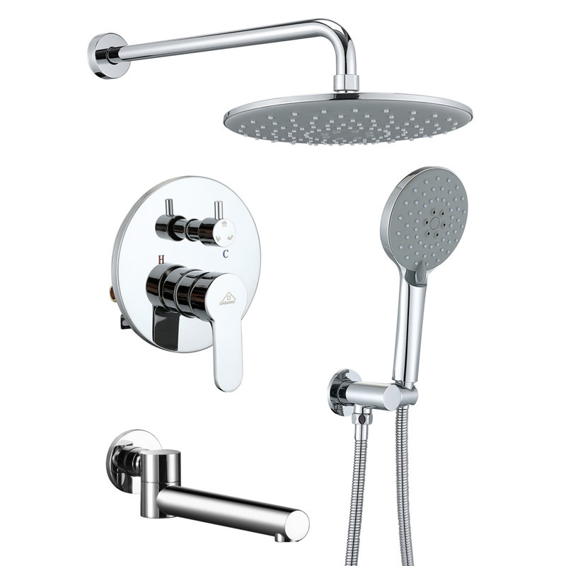 Pressure Balanced Tub and Shower Faucet with Rough-In Valve, Trim, and Diverter