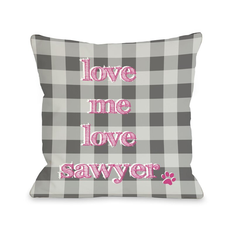 Plaid Love Me Love My Dog Personalized Fleece Throw Pillow