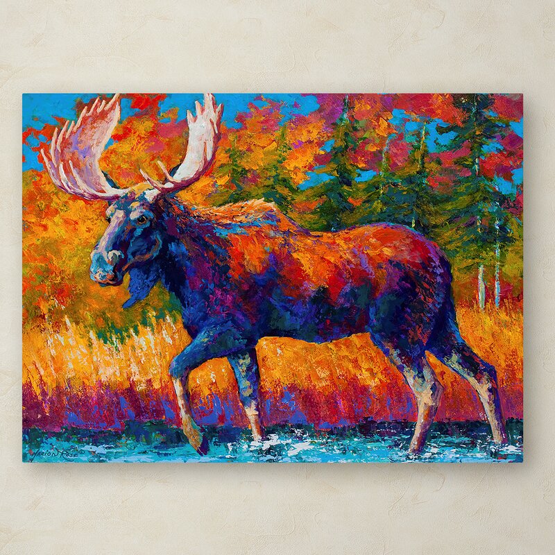 Marion Rose Moose Encounter by Marion Rose - Painting on Canvas