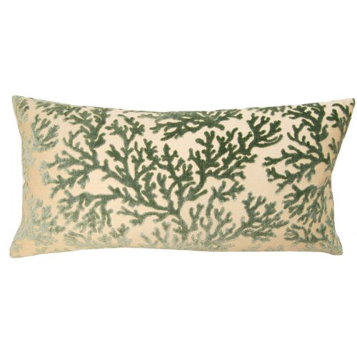 Designer Coral Wedgewood Feathers Floral Pillow