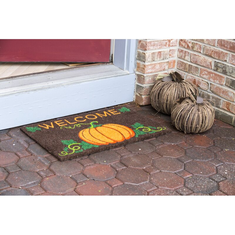 Anakie Sweet Home Welcome Pumpkin Non-Slip Coir 28 in. x 17 in. Non-Slip Outdoor Door Mat